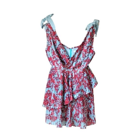 La Maison Talulah Superbloom Asymmetrical Layered Pleated Mini Dress Sz M - Picture 10 of 16